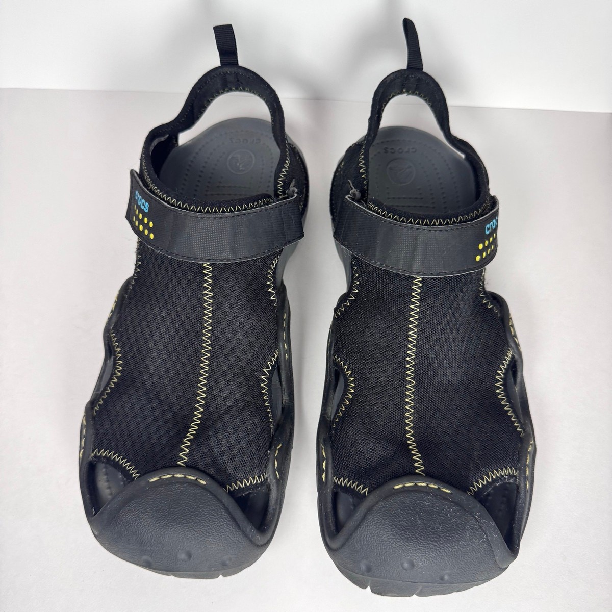 Crocs Mens Swiftwater Mesh Fisherman Deck Sandals 15041 Black Size