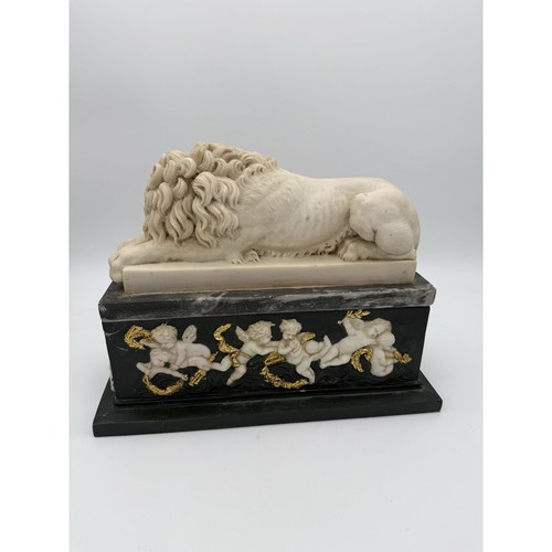 Caja Ataúd Grand Tour Resina León Canova Estilo Dorado Putti Decoración Neoclásica - Imagen 8 de 17