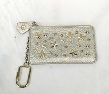  Used Jimmy Choo Nancy Coin Purse Star Studs Gold Leather Italy Authentic Women
