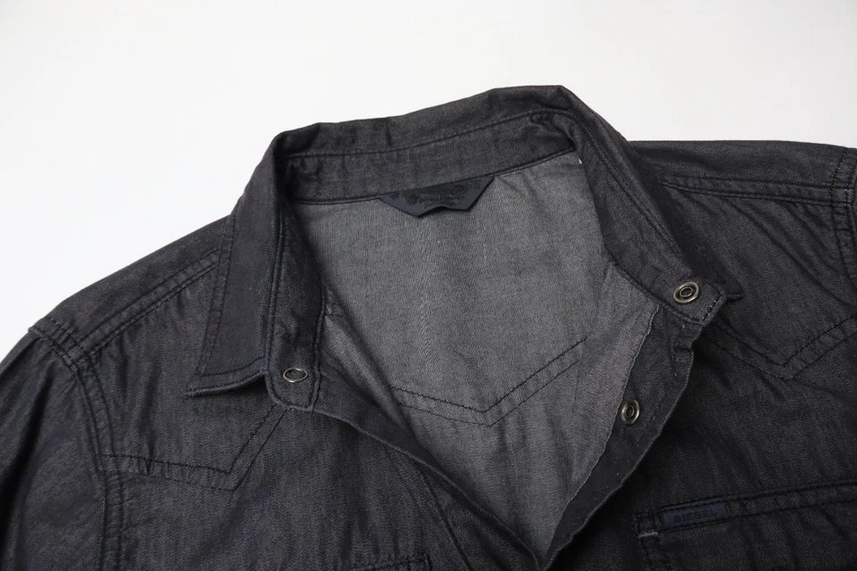 DIESEL Hemd Herren MEDIUM Western-Look Grau Geknopfte Brusttaschen Kragen - Bild 4 von 4