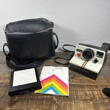 Vintage Polaroid One Step Land Camera Rainbow Stripe With Bag  Booklet Untested