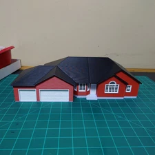 Updated!-1:64 Ranch with 3 Car Garage, red, black roof, removable roof