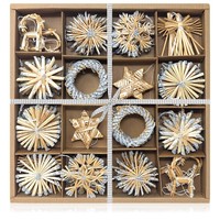 56-Teiliges Strohsterne Set - Kleine Stroh-AnhäNger - Christbaum-Behang