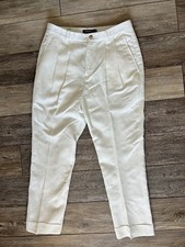 Ralph Lauren Women's White Linen-Blend Twill Ankle Pants Size 8