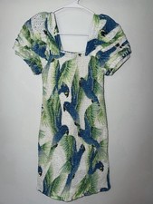 FARM RIO S Women’s Araras Parrot Print Smocked Mini Dress