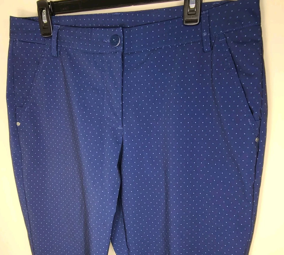 Pantalones de golf Puma para mujer azules a lunares talla 12 | Pantalones elásticos de rendimiento usados en excelente estado Foto 3 de 4