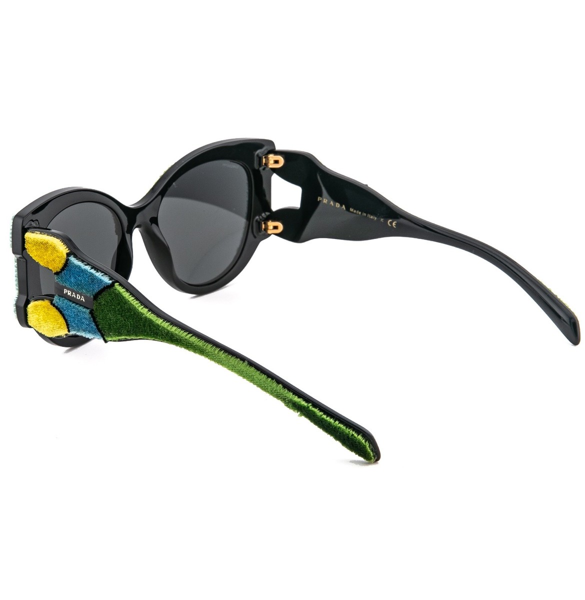 Prada tapestry velvet sunglasses authentic NEW. PRADA Tapestry Square Velvet Pr10us Azure Green Color Block  main image 3