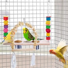 Bird Swing Wooden Bird Cage Accessories Parrot Swing Toy for Budgie Parakeet