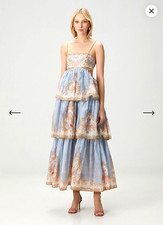 ZIMMERMAN Daylight Multicolored Ruffled Pleated Maxi Dress