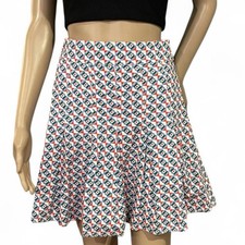 NWOT Maeve Anthropologie Red Blue Geometric Print Mini Skirt Size 4 Lined