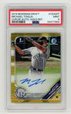 2019 Bowman Chrome Draft Michael Toglia 1st Bowman Gold Refractor Auto /50 PSA 9