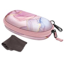 Fintie Sunglasses Case with Carabiner, Hard Shell Medium, Glittering Marble