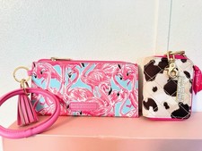 Simply Southern Flamingo Animal Print Wallet & ID Holder Set Pink