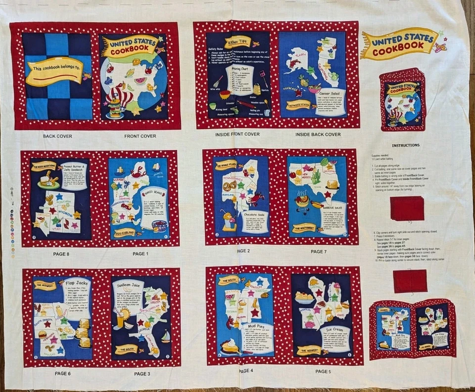 Libro de cocina de Estados Unidos cortar y coser MBT panel de tela libro de tela Foto 2 de 4