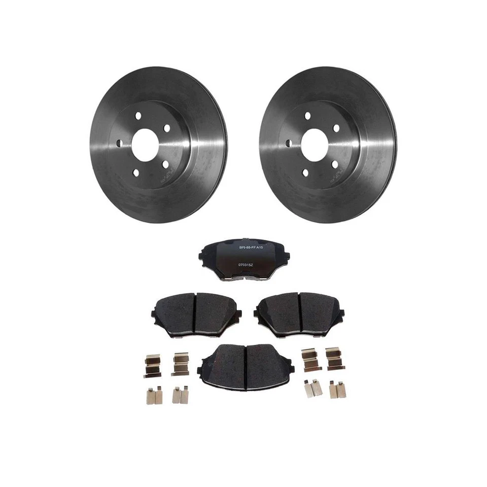 Kit de rotores de freno delanteros + pastillas de cerámica y herrajes para Toyota RAV4 2001-2003 Foto 4 de 4