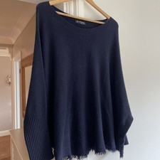 Alpini Knitwear Women's Oversized Jumper Navy Blue Round Neck Pullover