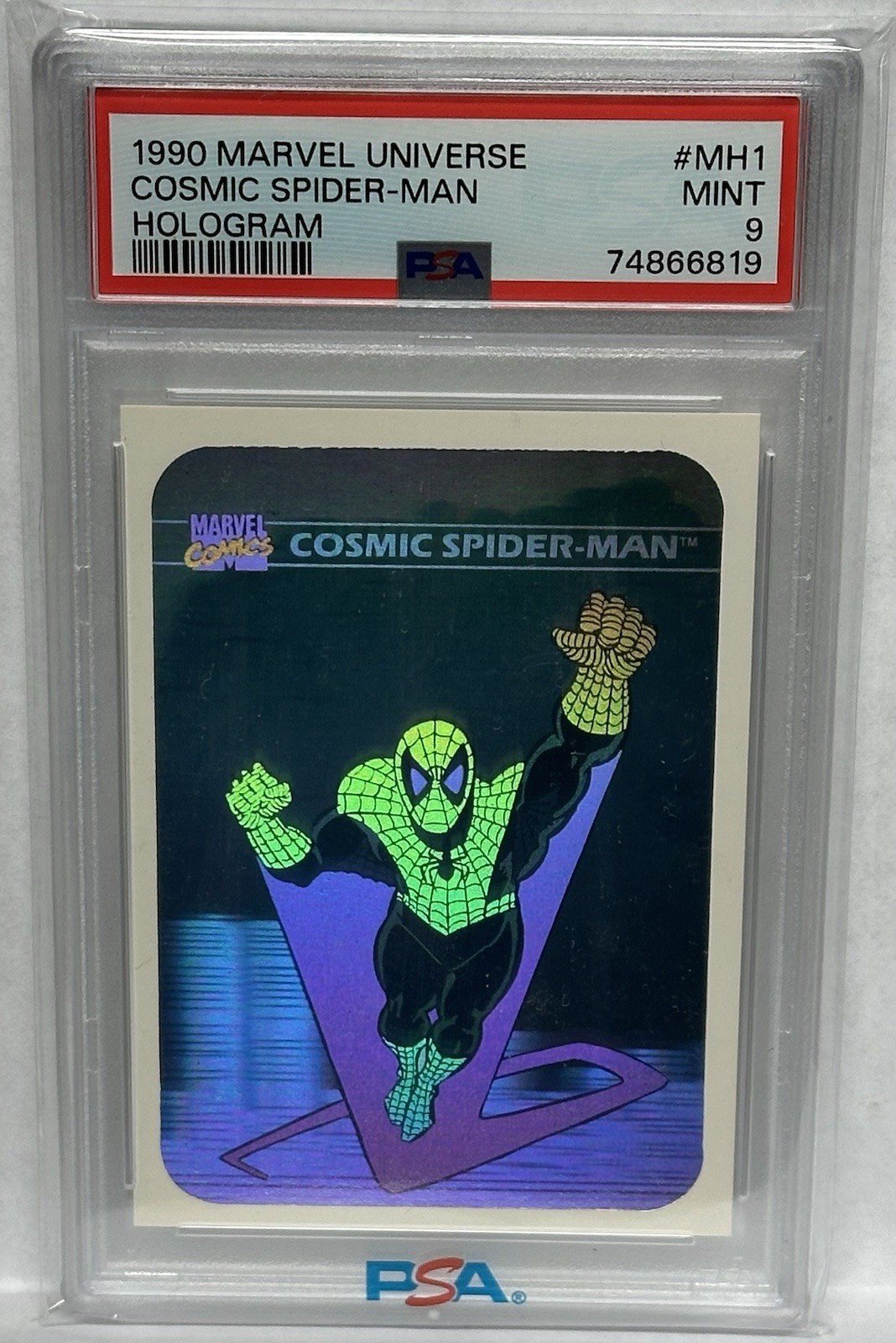 1990 Impel Marvel Universe Hologram Cosmic Spider-Man #MH1 PSA 9 view 3