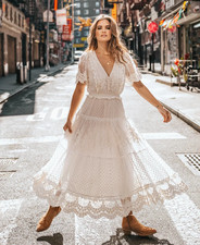 Spell & The Gypsy ~ Dawn Lace Gown Ivory Unicorn Party Wedding Dress L 10 12 14