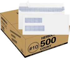 500 Pack #10 Double Window Security Self-Seal Self Seal-blue, Seal-blue 