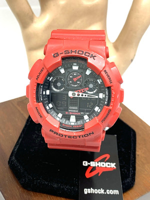 Casio Men's Watch G-Shock GA100B-4A Black Dial Red Resin Digital Quartz 5081