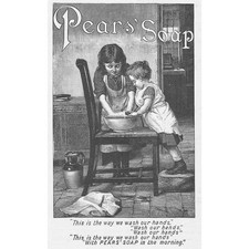 PEARS SOAP Children with Wash Basin Theme Victorian Advertisement 1889