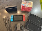 Nintendo Switch 32GB - Neon Red/Neon Blue x 14 games, docking station, bundle