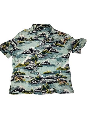 Tozzi Vintage Hawaiian Shirt Mens Medium Scenic Island Aloha Short Sleeve
