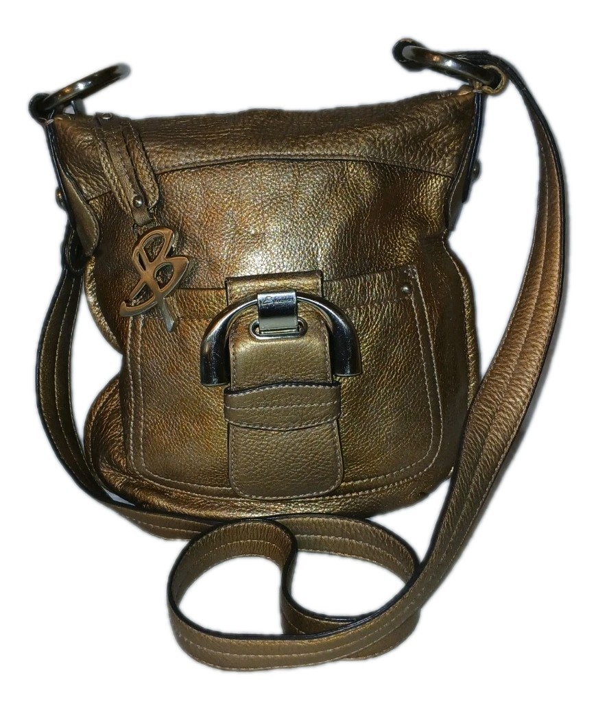 Makowsky Metallic Gold Purse Pebble Leather Crossbody Y2K Bag