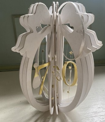 Rare Christian Dior 70th Anniversary 3D Egg Card White & Gold Ribbon Design