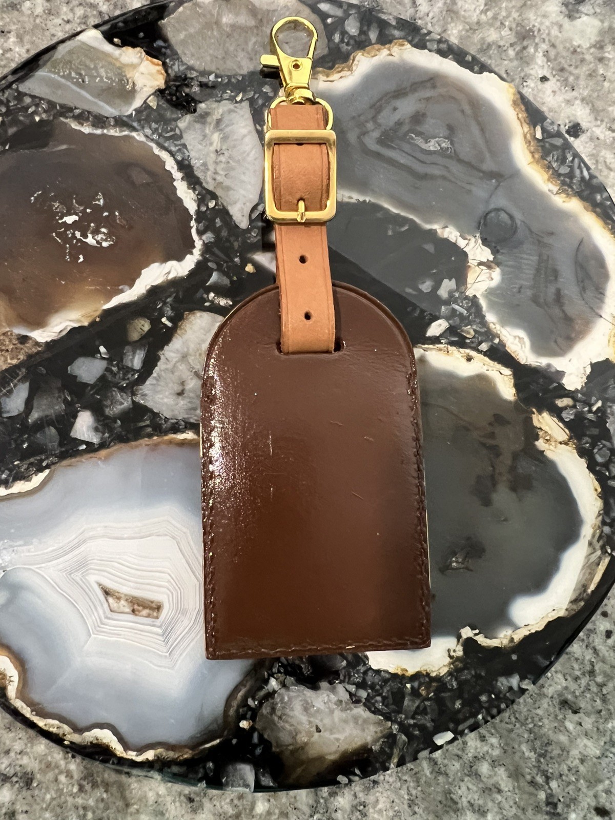 Preloved LOUIS VUITTON Vachetta purse Luggage Tag  Hand Painted Charm thumbnail 4