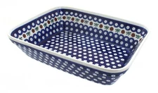 Blue Rose Polish Pottery Nature Large Deep Baker