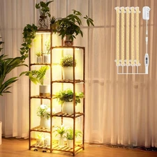 8 Tiered Plant Stand with Grow Light, 62 Tall Indoor Plant Shelf with Full Spect