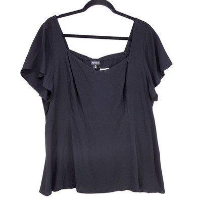 Torrid Black Sweetheart Neck Top Flutter Sleeve Romantic Blouse Plus Size 2X
