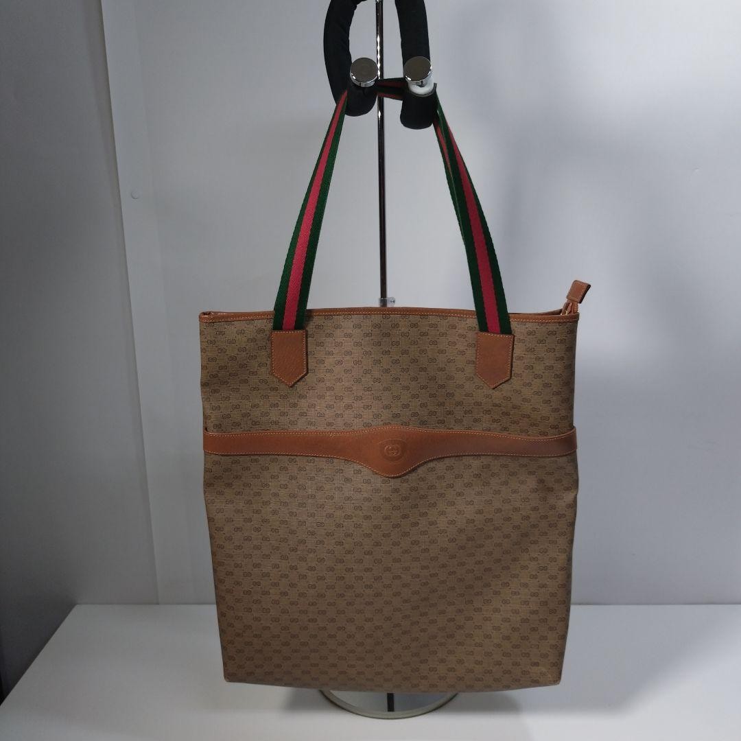 GUCCI Old Gucci Shelley Line Micro GG Tote Bag  From Japan