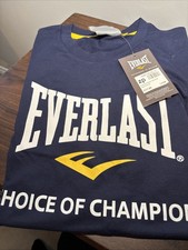 Image of Mens Everlast Navy Yellow Classic Tee Shirt UK Large