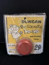 1950's Vintage Duncan Yo-Yo Red & Blue Wood Beginners #44 NOS 29 Cents MISP