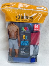 2017 Fruit Of The Loom 8 Pack Tag Free Boxer Briefs Red Gray Blue Colors