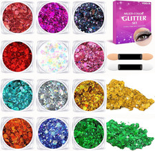 Body Hair Face Glitter for Women Teen Girls, 12 Colors Face Painting Makeup Kit,