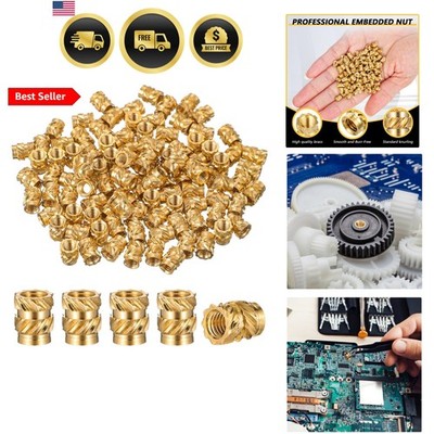 100Pcs M3 Threaded Insert for 3D Printing, Brass Heat Set Inserts 5.7 x 4.6mm...