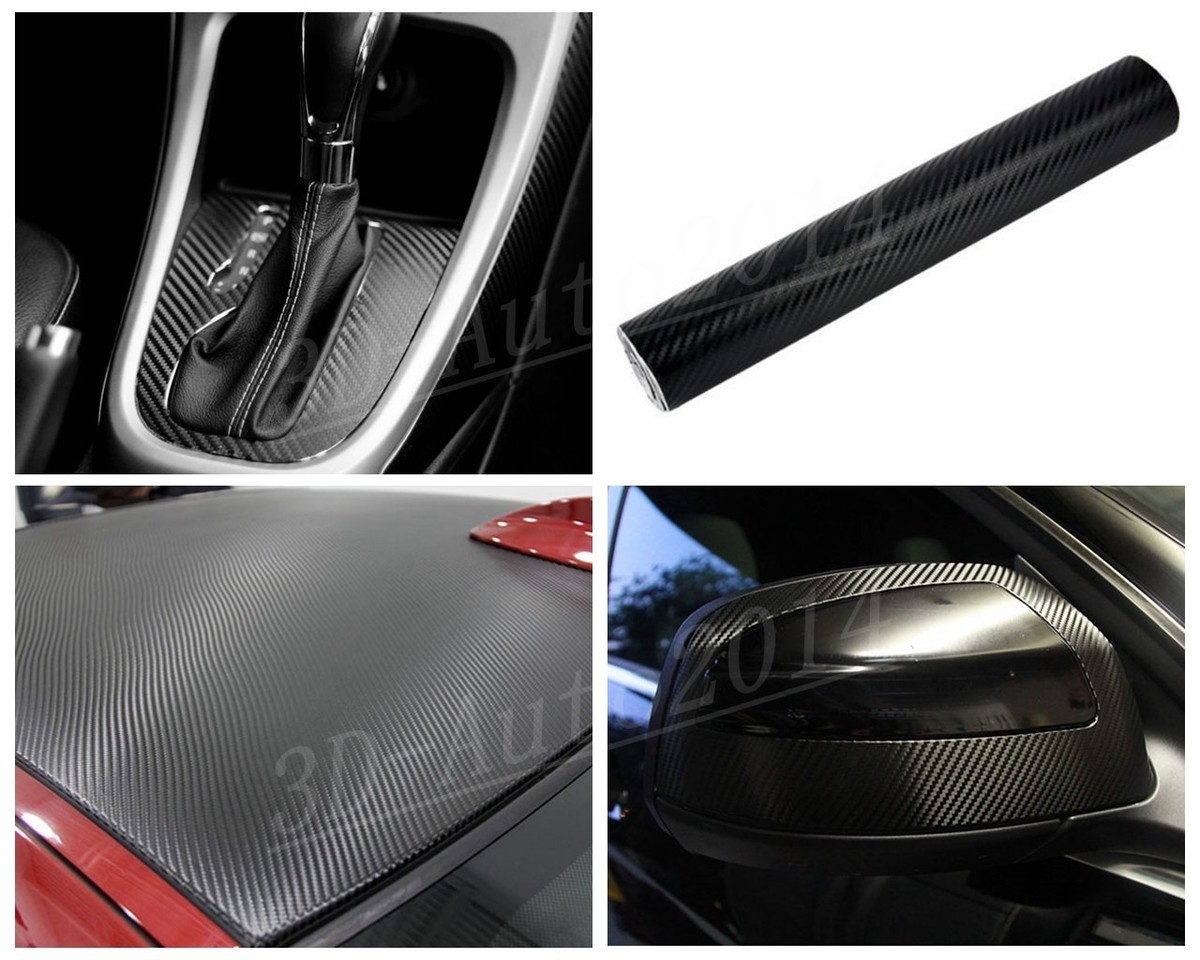 Black 5ft X 9ft 3d Carbon Fiber Vinyl Film Wrap Air Release