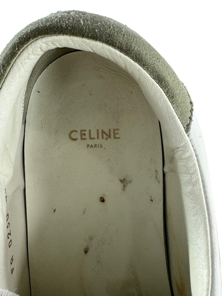 CELINE White Leather Triomphe Low Top Women's Sneakers