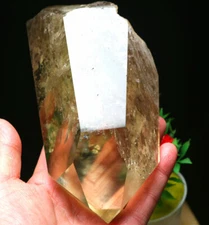 1353.4g  Rainbow!!! Smoky Citrine "pyramid" Yellow Quartz Crystal Point Healing