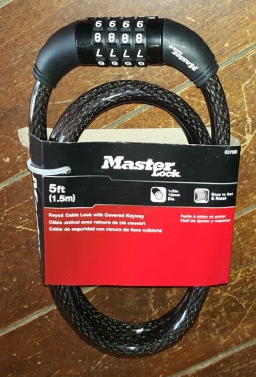 5ft. Master Lock Dial Combination Cable Lock Easy to Set Reset 8370D