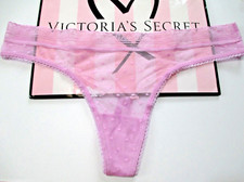VICTORIA'S SECRET Purple Lace Thong Panty L LARGE Mesh Dot Orchid Bouquet VS NWT
