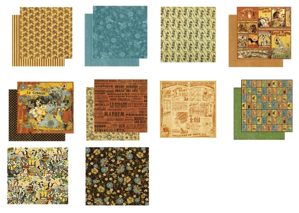 Graphic 45 Le Cirque Collection 8" Cardstock Circus Show Big Top Dazzle U PICK