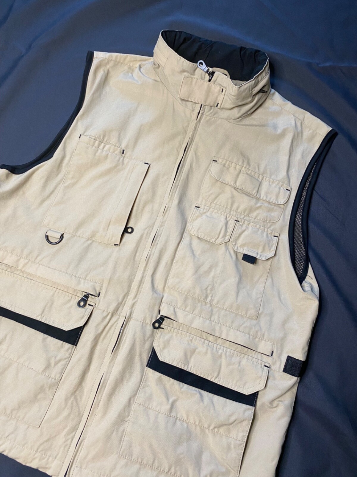 Men's Beige Sahara Vest Hood for Outdoor Fishing Hiking XL-image