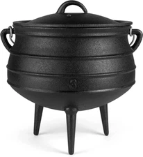 Pre-Seasoned Cauldron Cast Iron | 8.5 Quart - African Potjie Pot with Lid 3 Leg