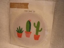 Cactus Embroidery Kit Beginner with 8" plastic hoop frame CACTUS