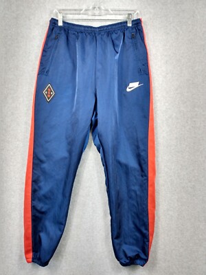 Nike NSW Mens Jogger Track Pants Medium Windbreaker Blue Red Stripe Zip Pockets