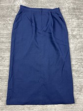 Sag Harbor Skirt Womens 16 Blue A-Line Slimming Flat Front Back Split Casual